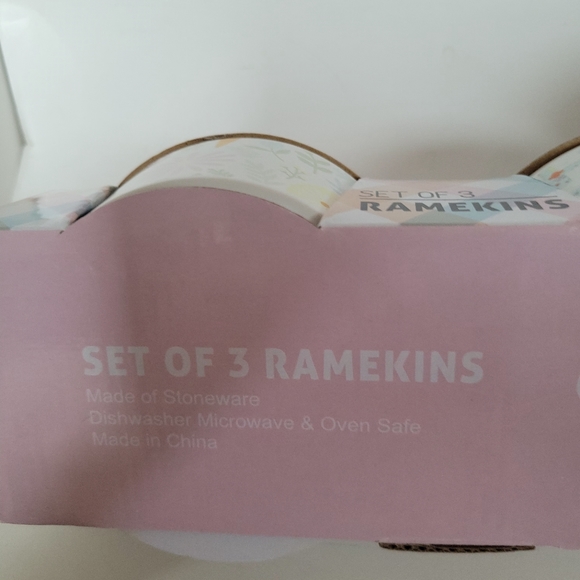 Signature Stoneware ramikens set of 3 Spring themed -pastel print..New in Box - Picture 2 of 6